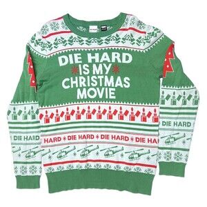Die Hard Is My Christmas Movie Men's Crewneck Sweater Heli Snow Lighter Medium